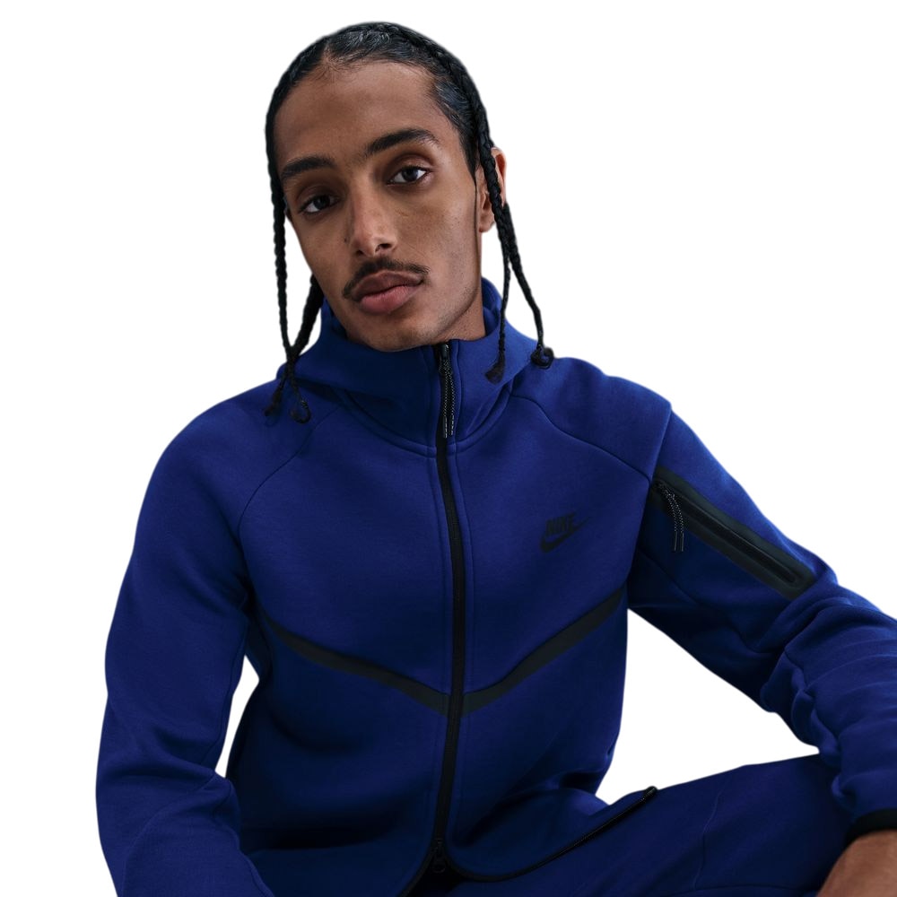 Nike NSW Tech Fleece Full-Zip Windrunner Hettegenser Mørkeblå/Sort