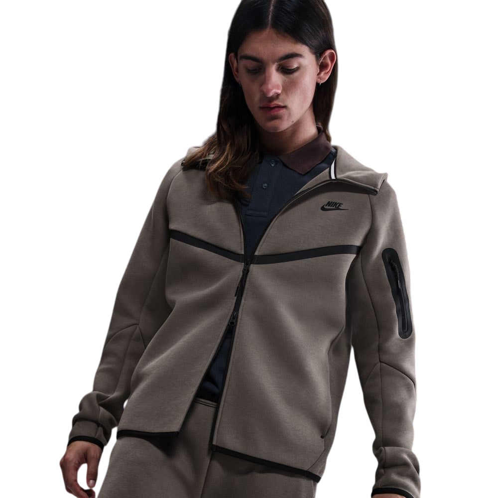Nike NSW Tech Fleece Full-Zip Windrunner Hettegenser Brun/Grå