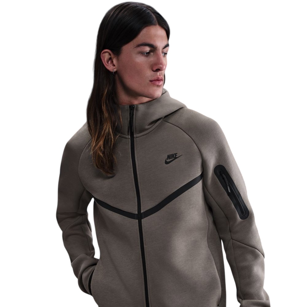 Nike NSW Tech Fleece Full-Zip Windrunner Hettegenser Brun/Grå