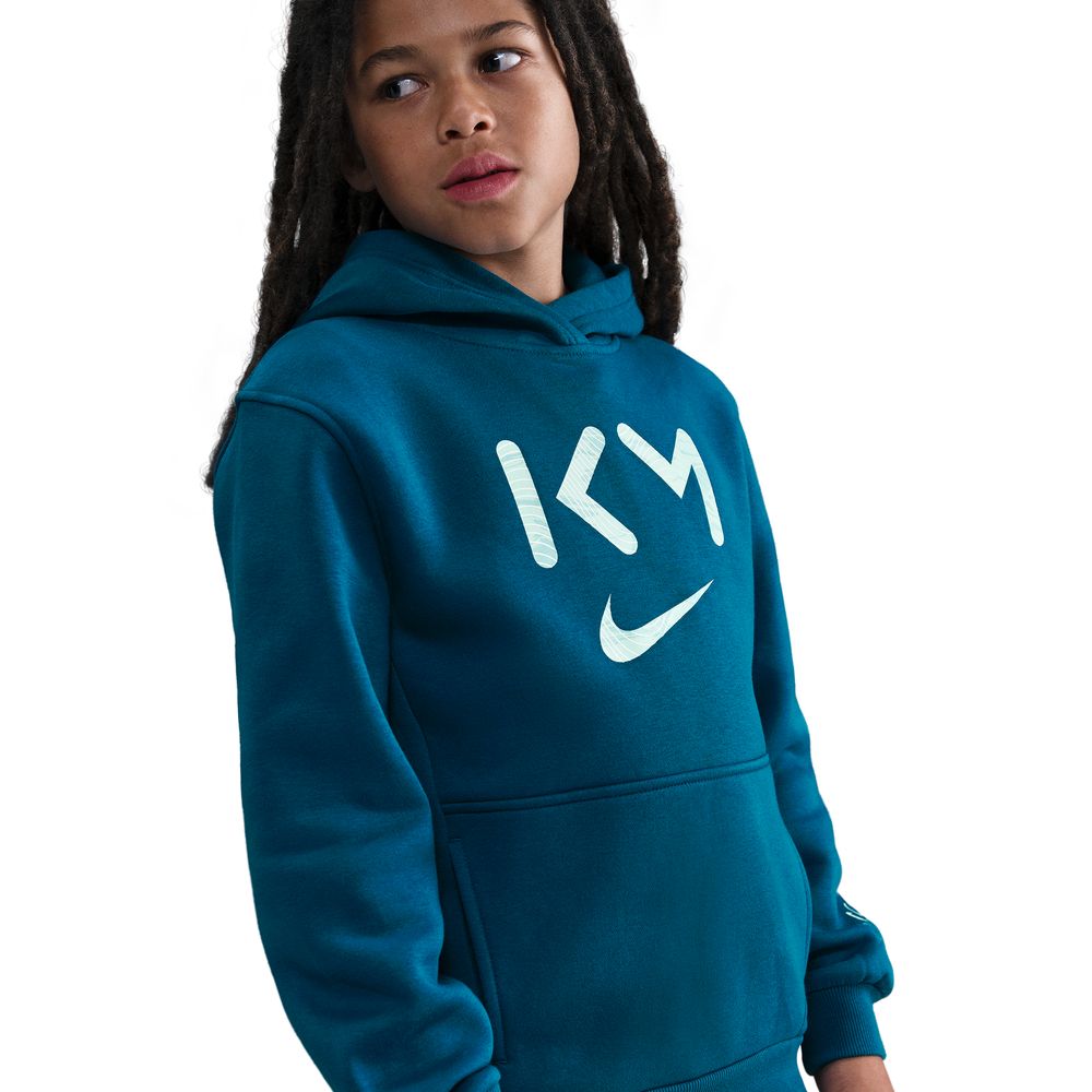 Nike Mbappé Club Fleece Hettegenser Barn Blå/Grønn