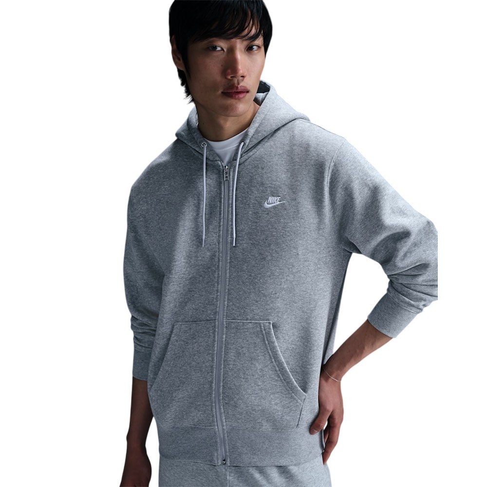 Nike Club Full-Zip Fleece Hettegenser Grå 