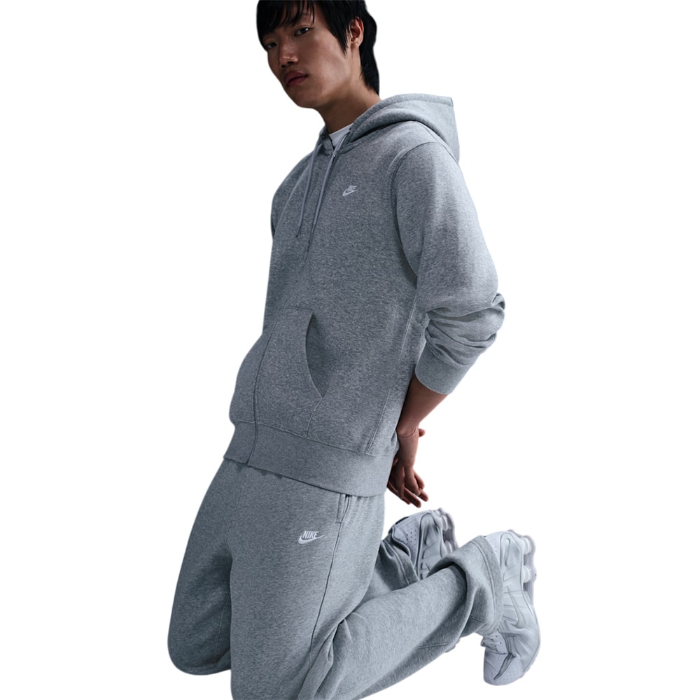 Nike Club Full-Zip Fleece Hettegenser Grå 