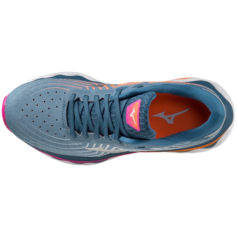 Mizuno Wave Horizon 6 Joggesko Dame Blå/Rosa/Oransje