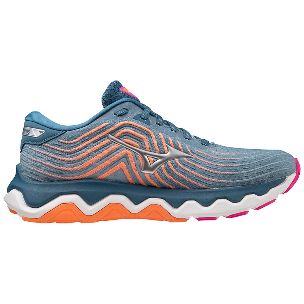 Mizuno Wave Horizon 6 Joggesko Dame Blå/Rosa/Oransje