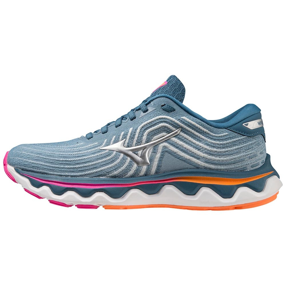 Mizuno Wave Horizon 6 Joggesko Dame Blå/Rosa/Oransje