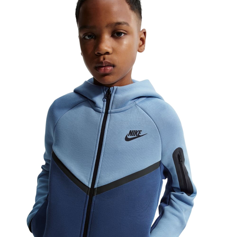 Nike NSW Tech Fleece Full-Zip Hettegenser Barn Blå/Marine