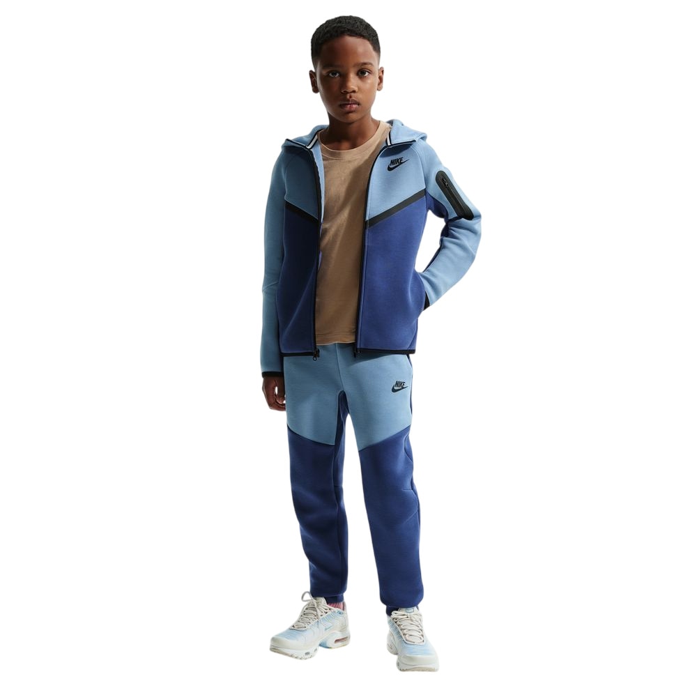 Nike NSW Tech Fleece Full-Zip Hettegenser Barn Blå/Marine