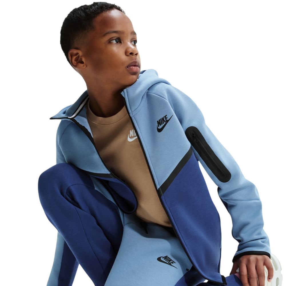 Nike NSW Tech Fleece Full-Zip Hettegenser Barn Blå/Marine