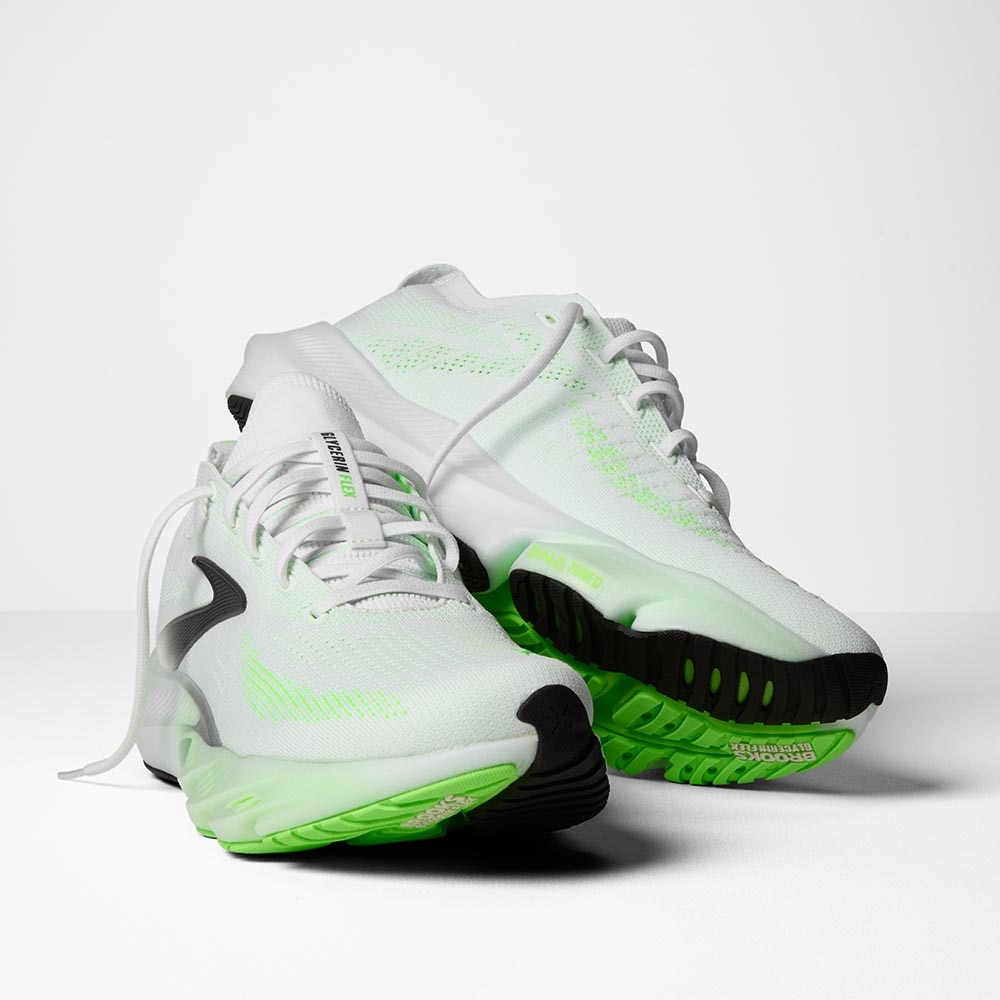 Brooks Glycerin Flex Joggesko Herre Hvit/Grønn