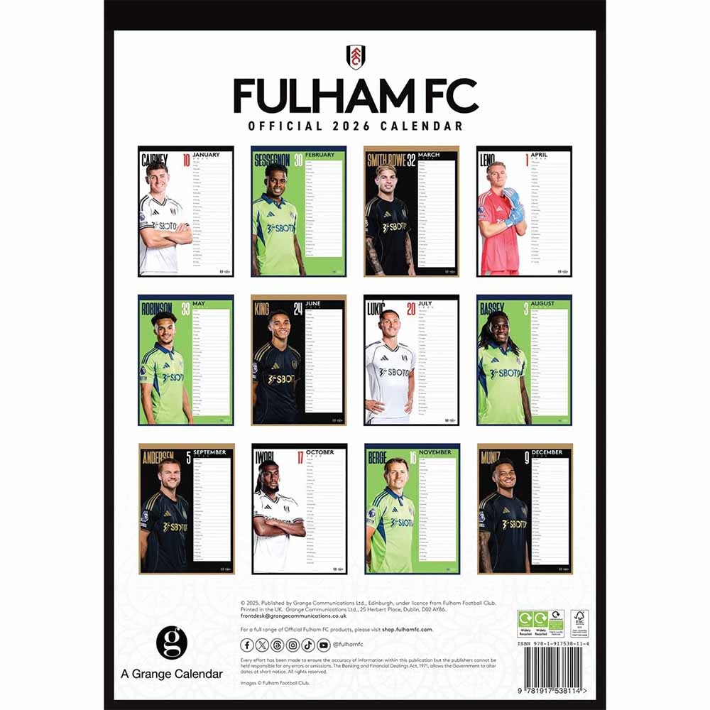 Official Product Fulham A3 Kalender 2026
