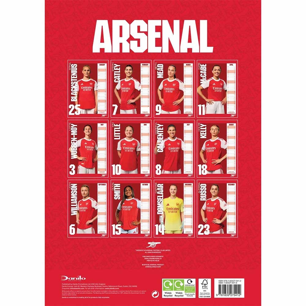 Official Product Arsenal Damer A3 Kalender 2026