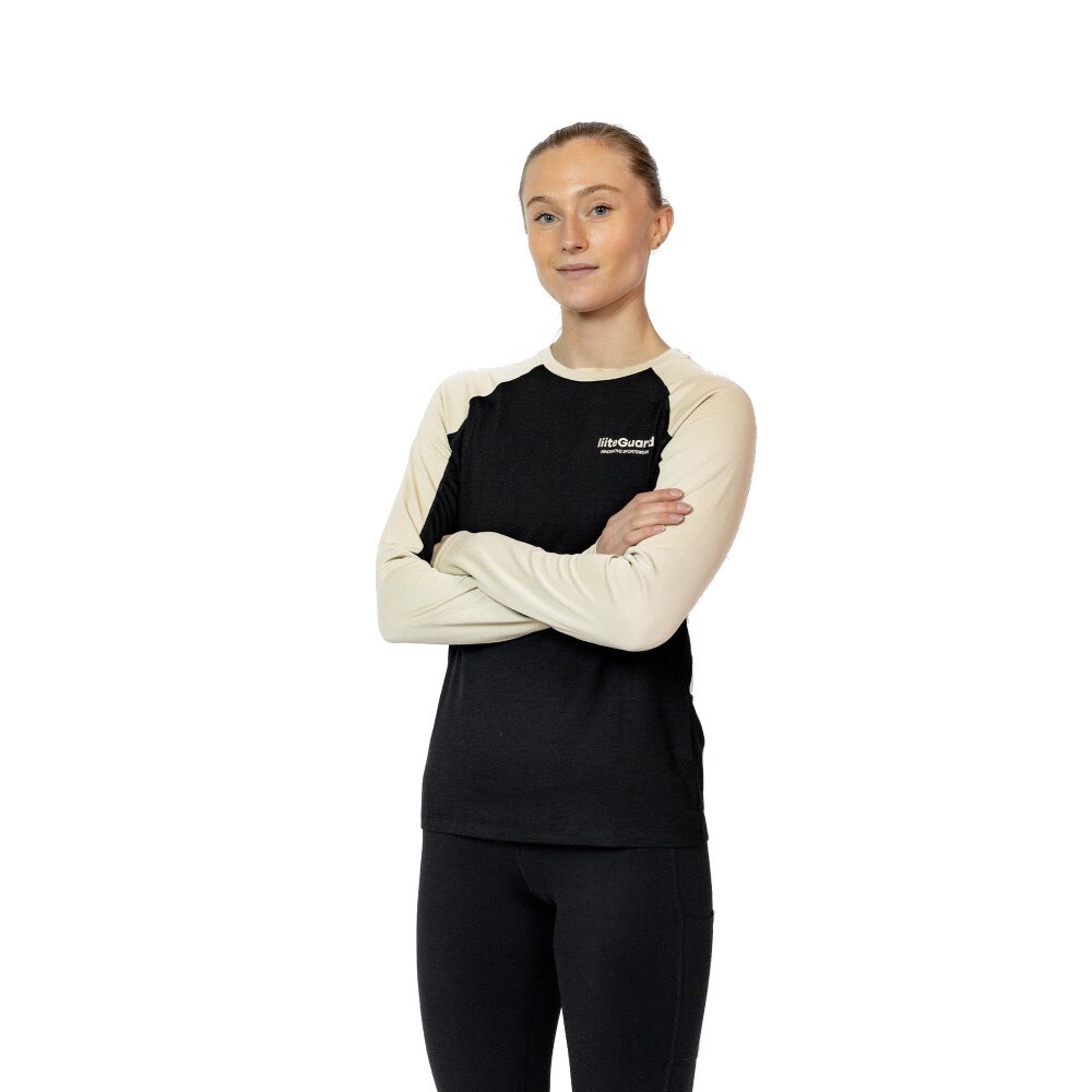 LiiteGuard Merino Hybrid Langermet Trøye Dame Sort/Beige