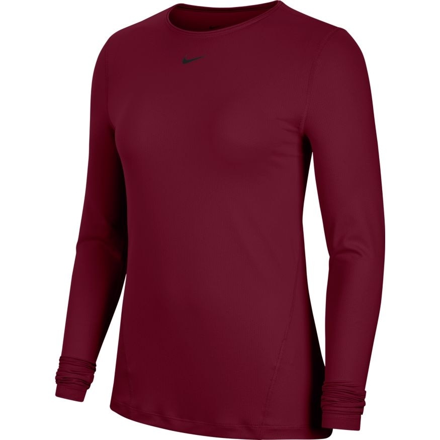 Nike Pro Mesh Langermet Treningstrøye Dame Burgunder