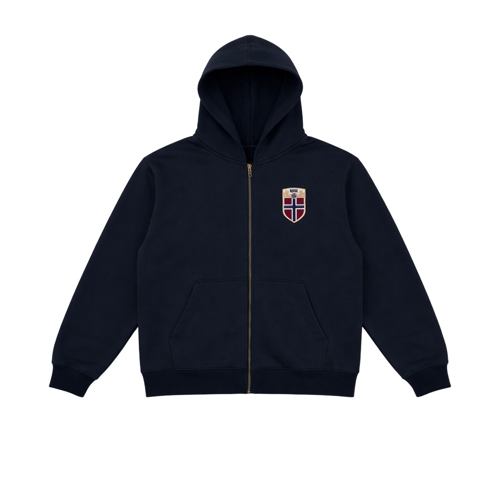 Fanhaus NFF Norge VM 2026 Crest Zip Hettegenser Marine