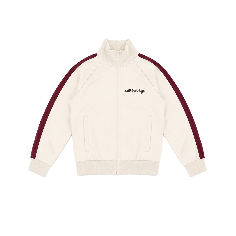 Fanhaus NFF Norge VM 2026 Retro Script Track Jakke Beige/Burgunder