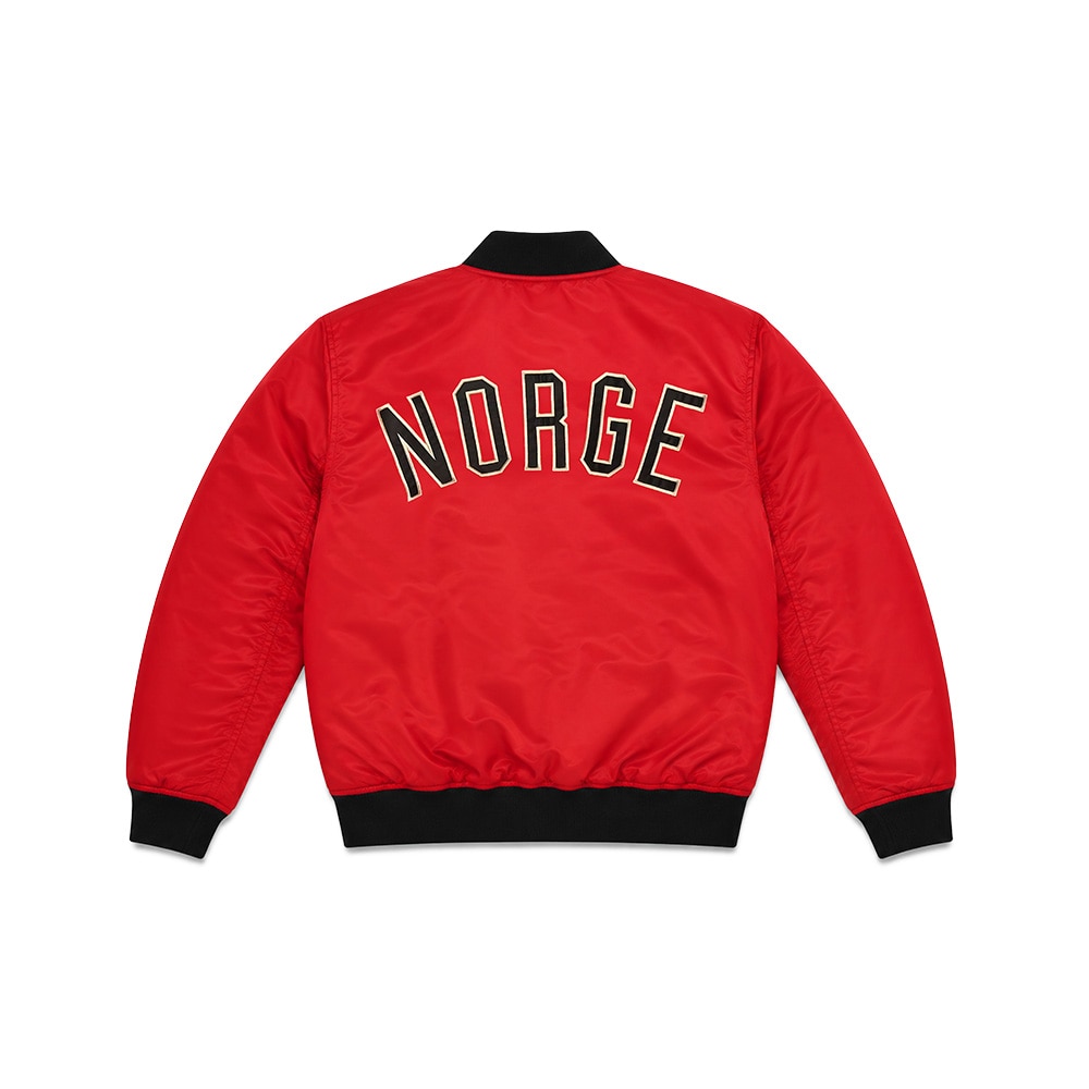 Fanhaus NFF Norge VM 2026 Reversible Bomberjakke Sort/Rød
