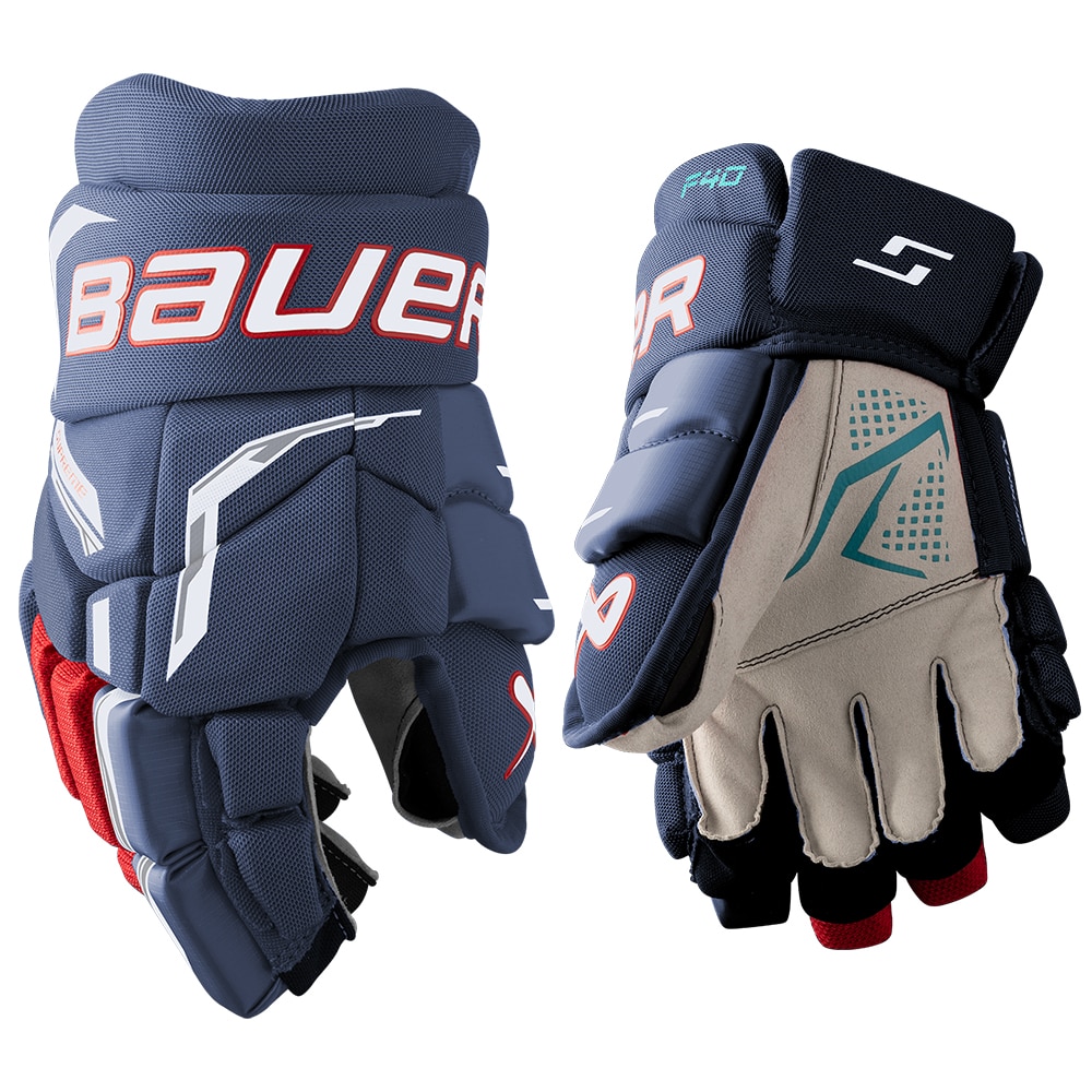 Bauer Supreme F40 Junior Hockeyhanske Marine/Rød/Hvit