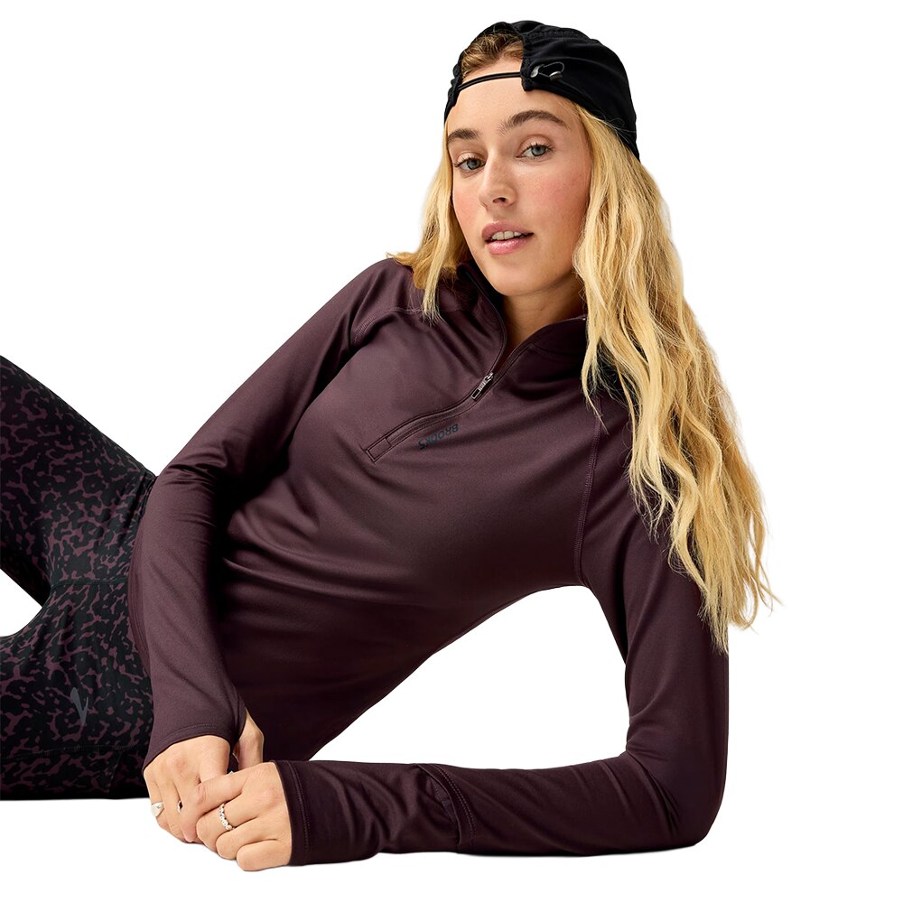 Brooks Dash 1/2 Zip 3.0 Langermet Trøye Dame Mørk Burgunder