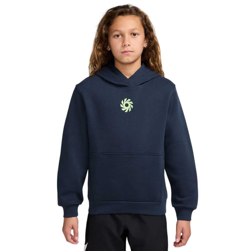 Nike Haaland Club Fleece Hettegenser Barn Marine/Volt