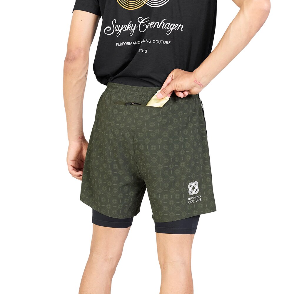 Saysky Couture Pace 2 in 1 Løpeshorts Herre Grønn