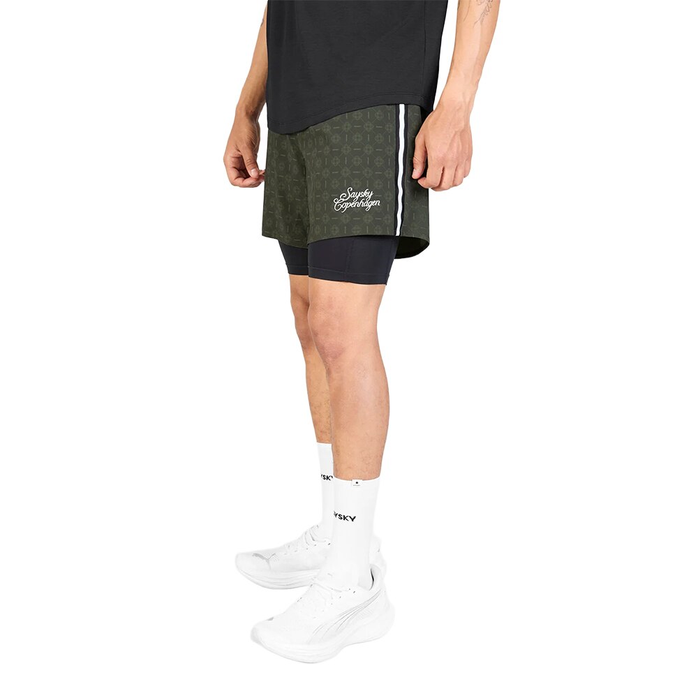 Saysky Couture Pace 2 in 1 Løpeshorts Herre Grønn
