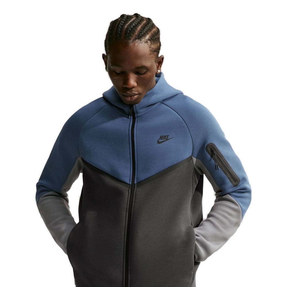 Nike Sportswear Tech Fleece Full-Zip Windrunner Hettegenser Grå/Blå