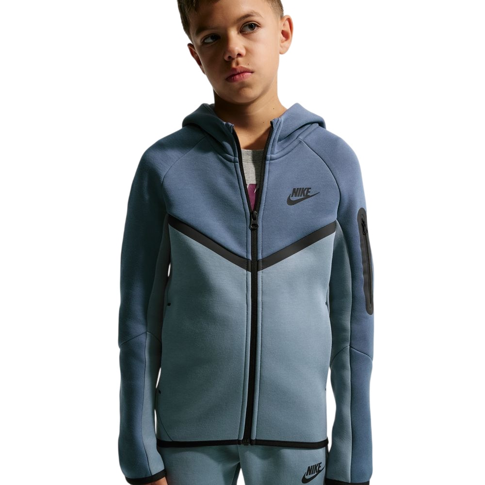 Nike Sportswear Tech Fleece Full-Zip Hettegenser Barn Blå/Grå/Sort