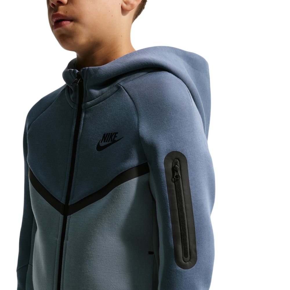 Nike Sportswear Tech Fleece Full-Zip Hettegenser Barn Blå/Grå/Sort