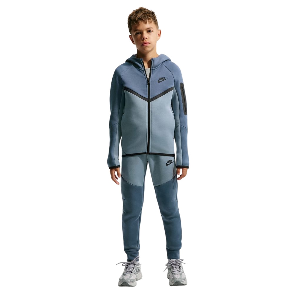 Nike Sportswear Tech Fleece Full-Zip Hettegenser Barn Blå/Grå/Sort