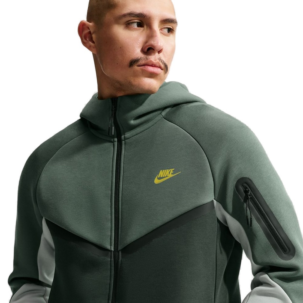 Nike Sportswear Tech Fleece Full-Zip Windrunner Hettegenser Grønn/Grå