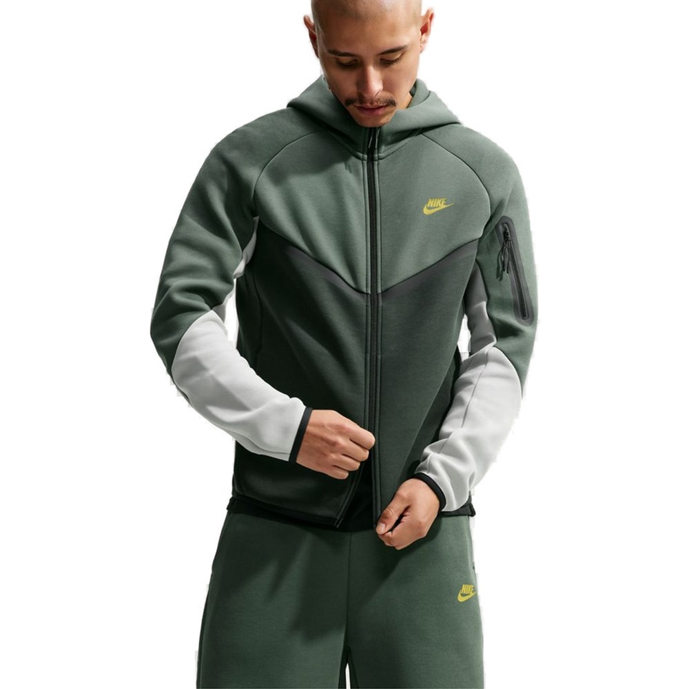 Nike Sportswear Tech Fleece Full-Zip Windrunner Hettegenser Grønn/Grå