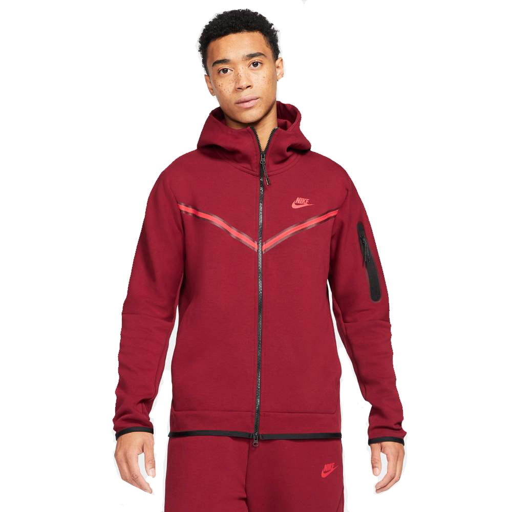 Nike Tech Fleece FullZip Hettegenser Rød/Burgunder