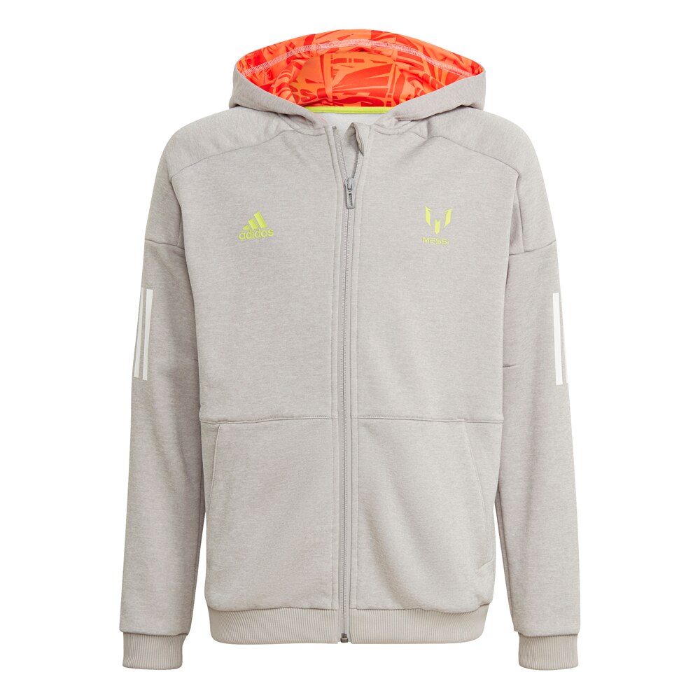Adidas Messi FullZip Hoodie Hettegenser Barn Grå