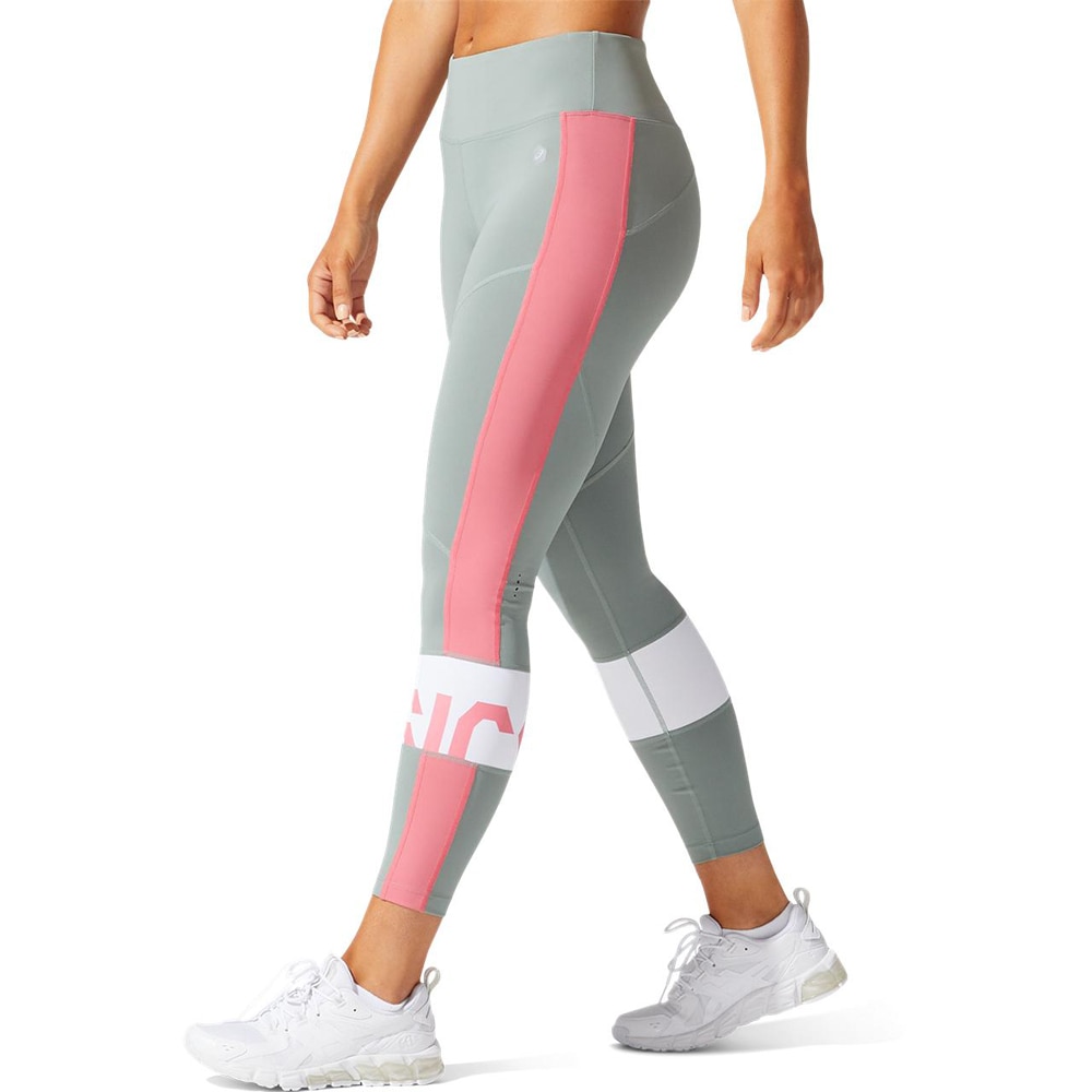 Asics Color Block Cropped Tights 2 Dame Grå/Rosa