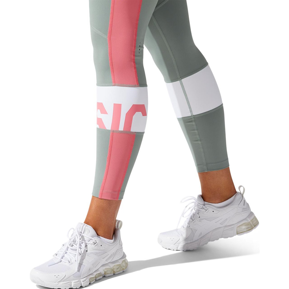 Asics Color Block Cropped Tights 2 Dame Grå/Rosa