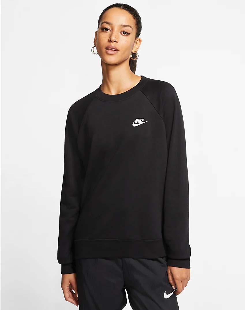 Nike NSW Essential Fleece Crew Genser Dame Sort