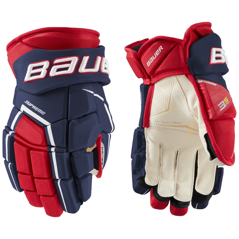 Bauer Supreme 3S PRO Int. Hockeyhanske Marine/rød/hvit