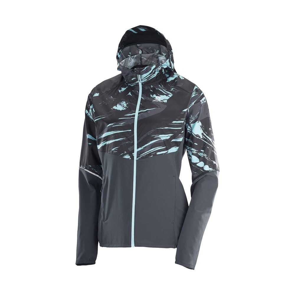 Salomon Agile Hoodie Jakke Dame Grå