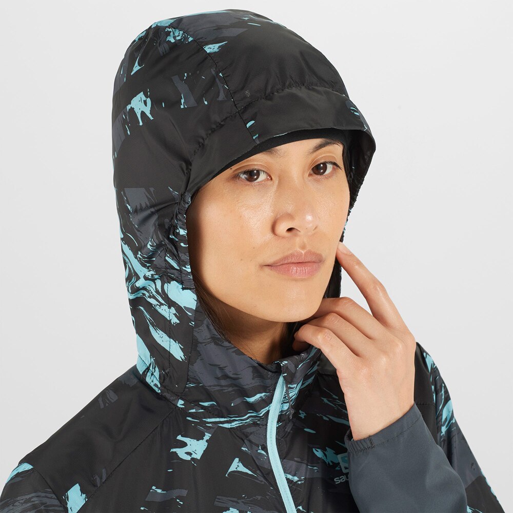 Salomon Agile Hoodie Jakke Dame Grå