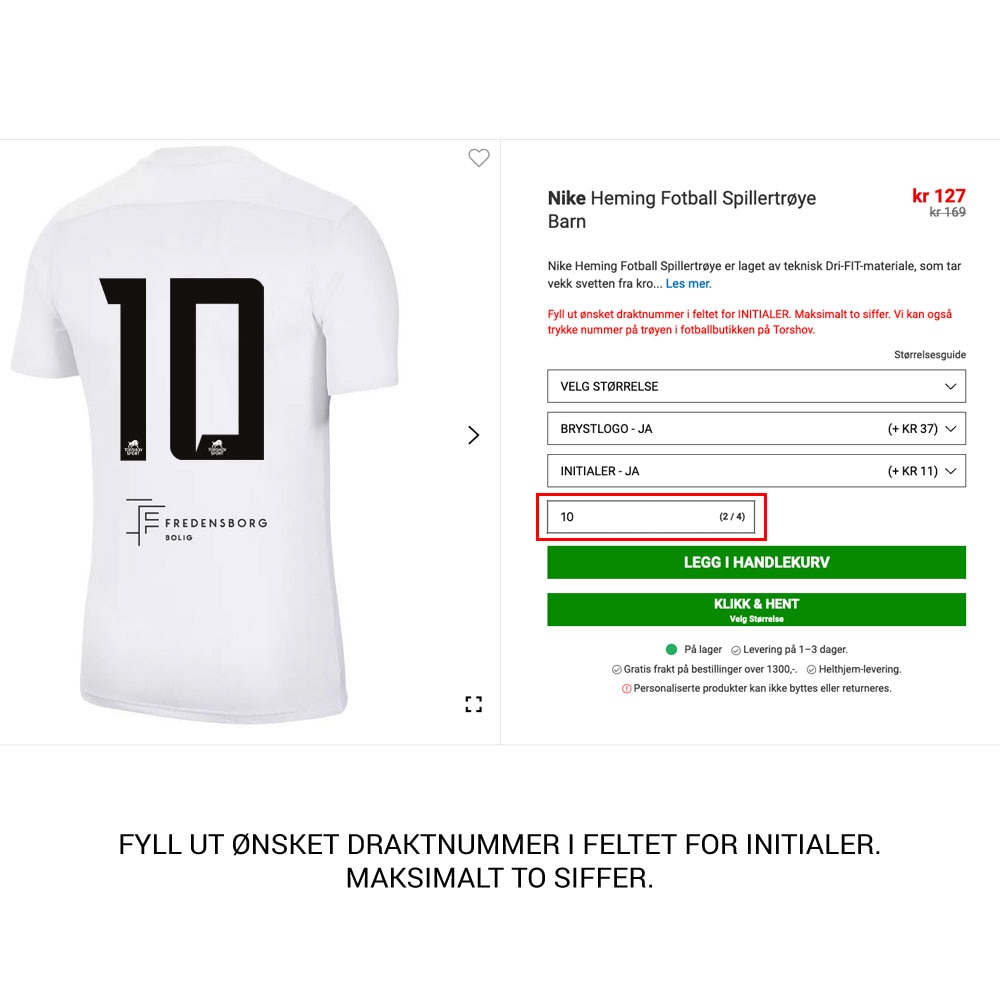 Nike Heming Fotball Spillertrøye Hjemme