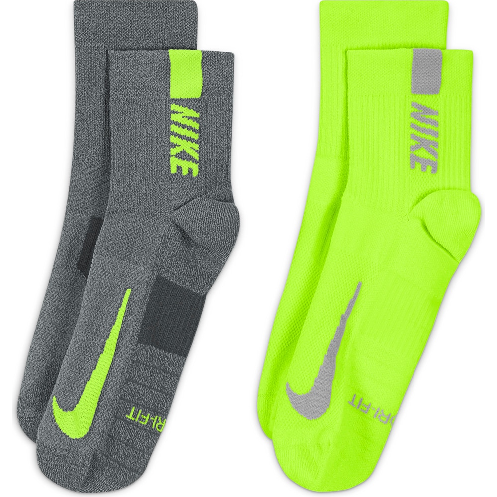 Nike Multiplier Ankelsokker 2-Pack Grå/Volt