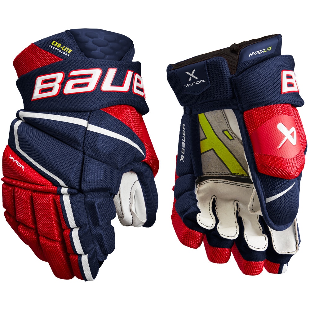 Bauer Vapor Hyperlite Junior Hockeyhanske Marine/Rød/Hvit