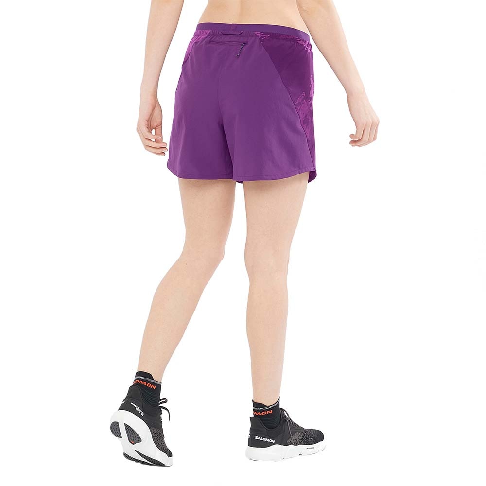 Salomon Cross 5' Løpeshorts Dame Lilla