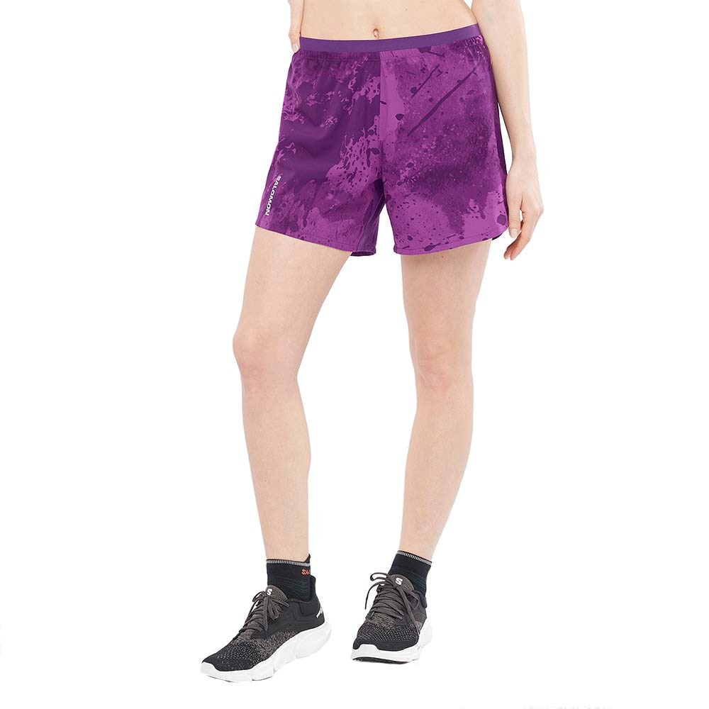 Salomon Cross 5' Løpeshorts Dame Lilla