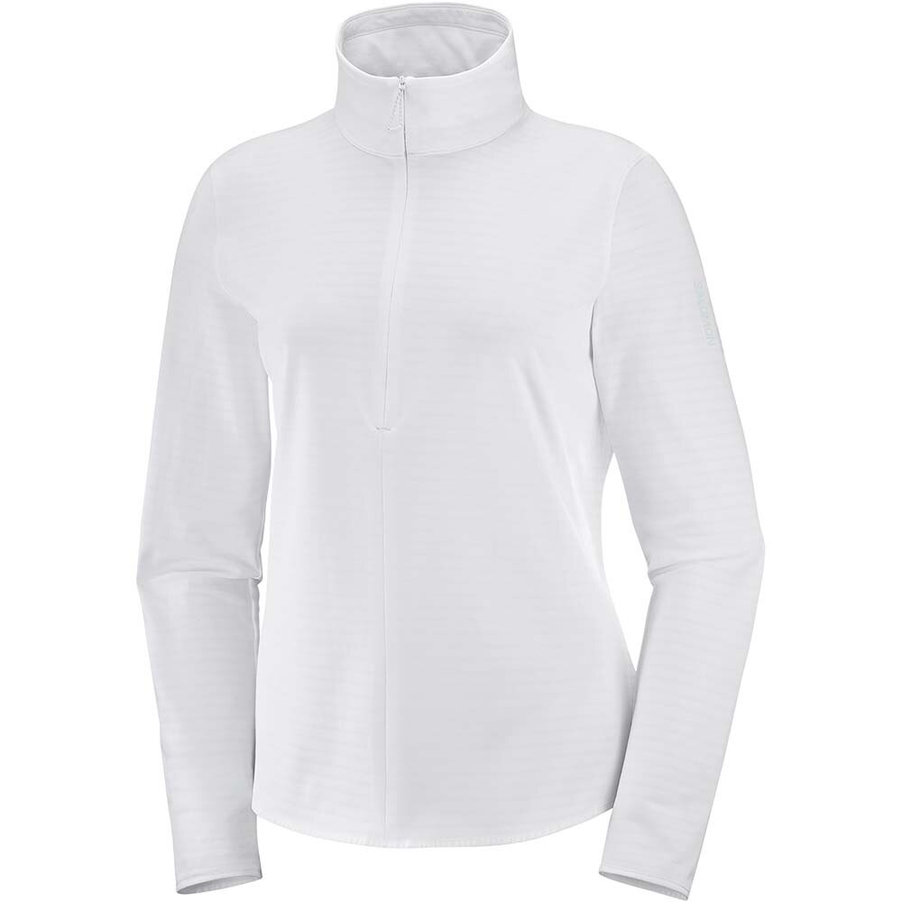 Salomon Essential Lightwarm Half Zip Midlayer Dame Hvit 