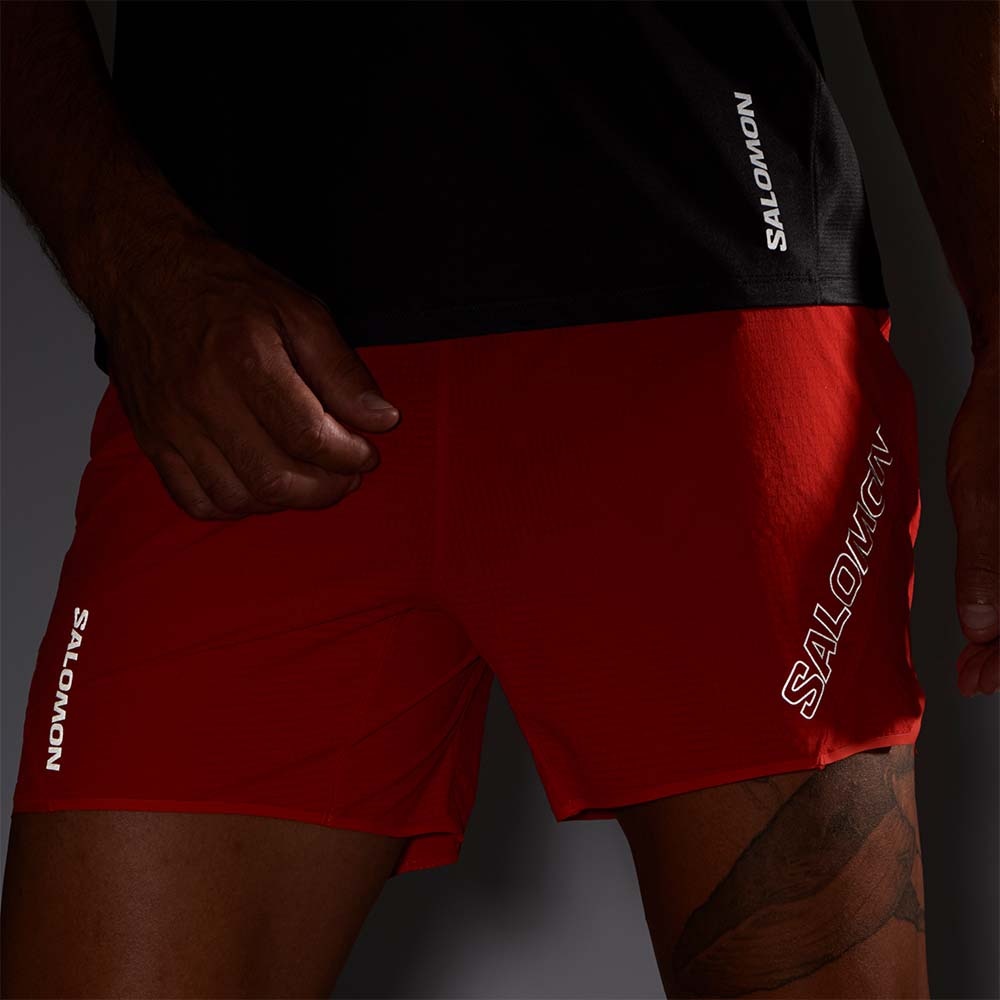 Salomon Sense Aero 5" Løpeshorts Herre Rød