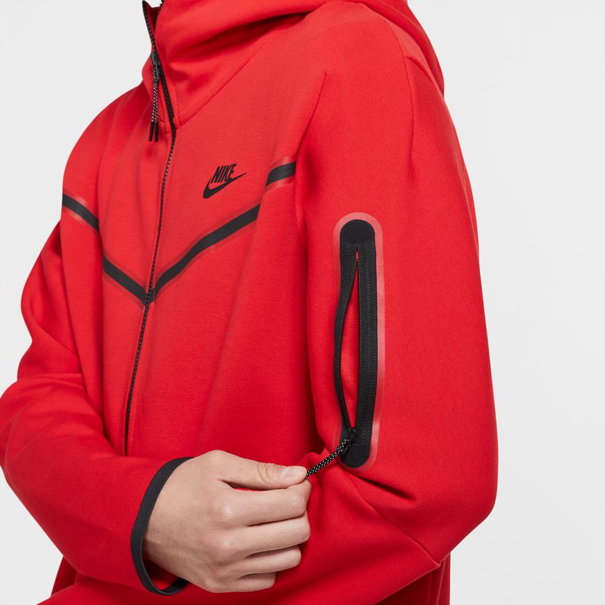 Nike Tech Fleece FullZip Hettegenser Rød/Sort