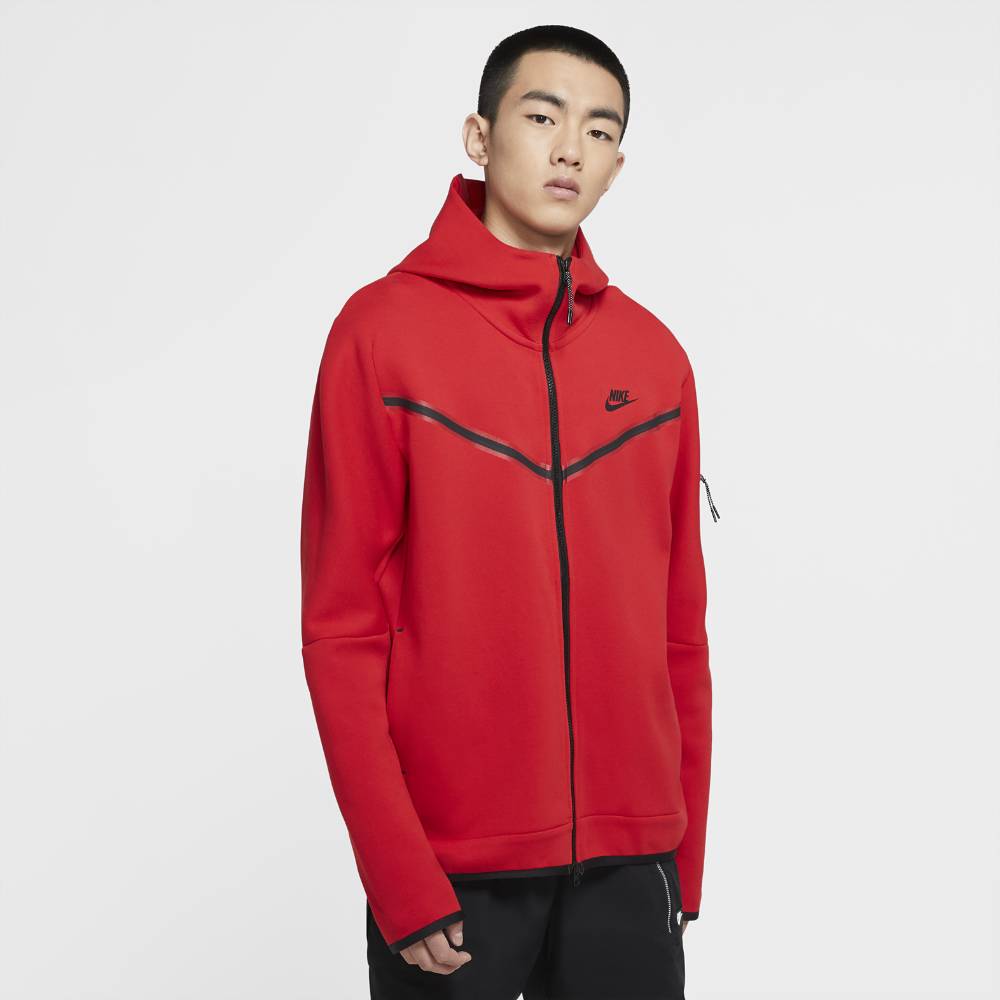 Nike Tech Fleece FullZip Hettegenser Rød/Sort