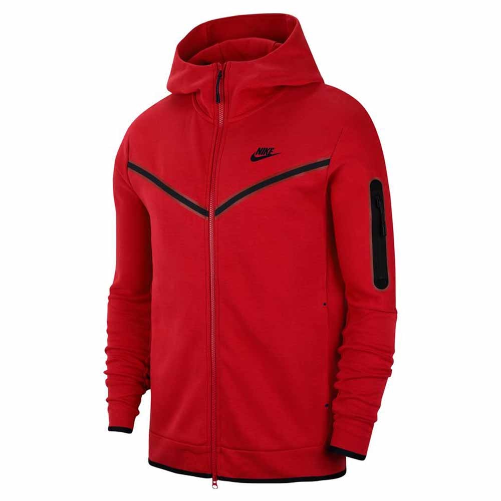 Nike Tech Fleece FullZip Hettegenser Rød/Sort