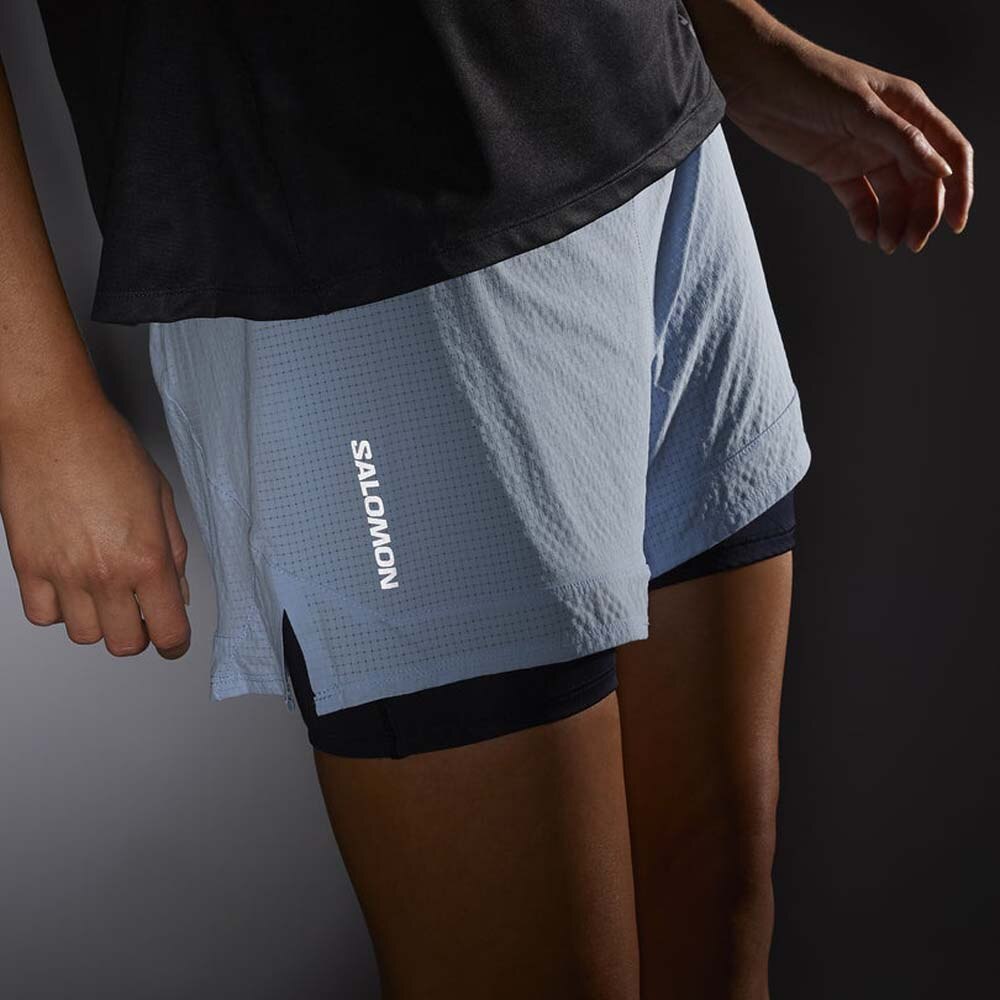 Salomon Sense Aero 2in1 Løpeshorts Dame Blå